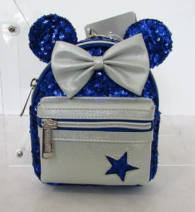 Disney Parks Loungefly Minnie Mouse Blue Sequin Wristlet Belt Bag NWT - Picture 1 of 6