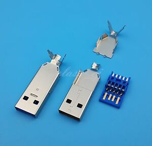 5Pcs HI-Speed USB 3.0 Type A 9Pin Male Wire Solder Plug Connector For DIY