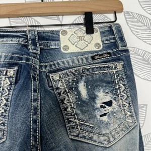 Miss Me Damen Jeans Straight Leg Größe 27 JE8041TL Distressed bestickt - Bild 1 von 14