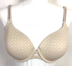 Warners Polka Dot Padded Bra Size 36 C Beige B115*H - Picture 1 of 7