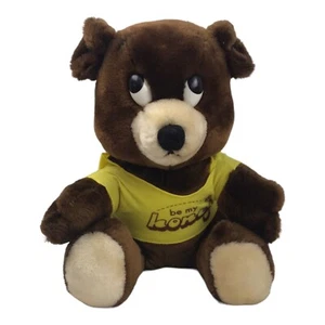 Vintage DAKIN 1976 Be My Honey Brown Bear 13" Plush Stuffed Animal Yellow Shirt - Picture 1 of 8