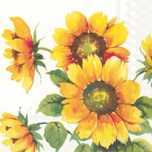 Colorful Sunflowers 3-Ply Beverage Paper Napkins 20 Per Pack 5" x 5" Tableware - Picture 1 of 1