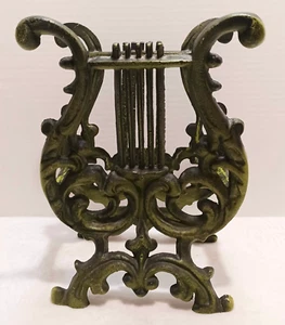 Green Lyre Harp Sheet Music Magazine Rack Holder Stand Vintage Metal Piano - Picture 1 of 7