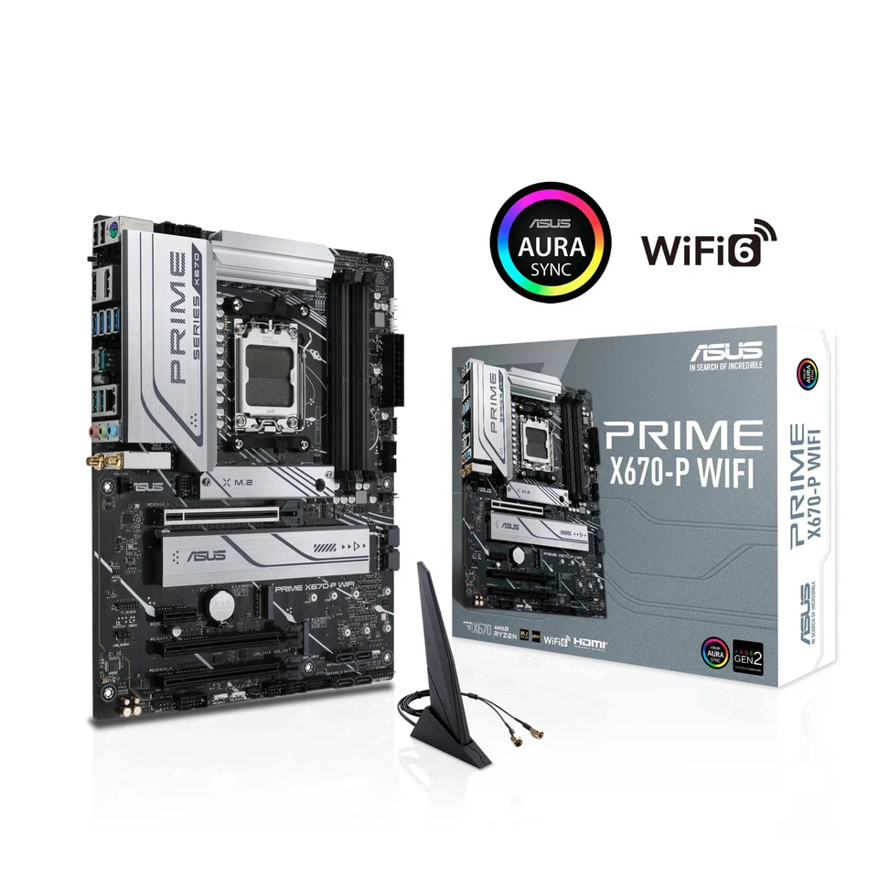 ASUS PRIME X670-P WIFI MB AMD Ryzen 7 Socket AM5 USB3.2 G 2*2 AURA 4xDIMM DDR5  - Image 1 of 1
