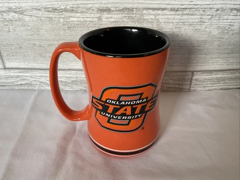 Oklahoma State Cowboys 15oz Sculpted Relief Coffee Mug [NEW] NCAA Tea Cup Hot Cover