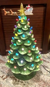 Mr. Christmas 16" Animated Ceramic ceramic Tree with Rotating Santa in Sleigh - Picture 1 of 7