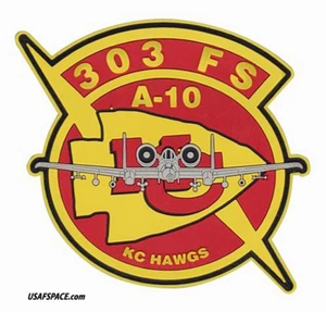 USAF 303RD FIGHTER SQ - 303 FS - KC HAWGS - Whiteman AFB, MO - PARCHE PVC original - Imagen 1 de 3