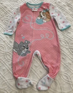 Disney Baby Sleeper Lady And The Tramp One Piece Sz 12 Months Zip Front - Picture 1 of 7