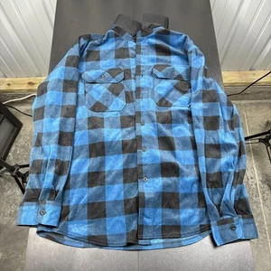 Wrangler Flanellhemd Herren M blau/schwarz Buffalo kariert Shacket schwer weich - Bild 1 von 5