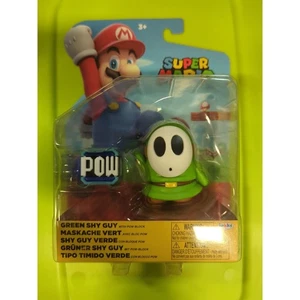 NUEVO EN CAJA Nintendo Super Mario Green Shy Guy con Pow Block Accesorio Figura Juguete 4" - Imagen 1 de 2