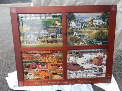 2000 Bradford Exchange CHARLES WYSOCKI'S COLORS OF THE SEASONS 4 Tile Framed Set - Image 1 of 4