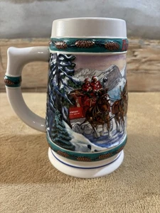 Budweiser Holiday Stein 1993 "Entrega especial" Breweriana coleccionable - Imagen 1 de 11