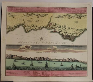 ORAN ALGERIA 1732 HOMANN HEIRS UNUSUAL ANTIQUE ORIGINAL COPPER ENGRAVED CITY MAP - Picture 1 of 1