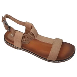 Womens Grosby Claudia Sandals Tan Beige Sandals Open Toe Sandal Summer Shoes - Picture 1 of 5