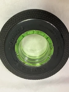 Vintage General Jumbo Streamline Tire Green Depression Glass Ashtray Vaseline - Picture 1 of 7