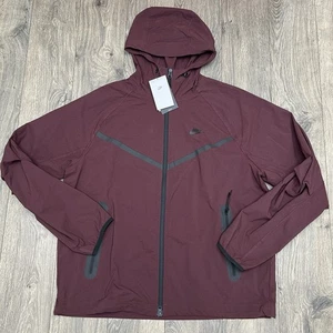 Nike Tech Windunner Woven Jacket Size Large Mens Burgundy Black Full Zip $145 - Picture 1 of 14