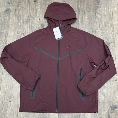 Nike Tech Windunner Woven Jacket Size Large Mens Burgundy Black Full Zip $145 - Image 1 of 4