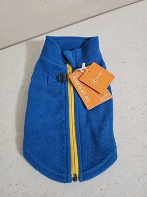 Gooby Zip Up Fleece Dog Coat Jacket Sweater Small Blue/Yellow L2 - Image 1 of 4