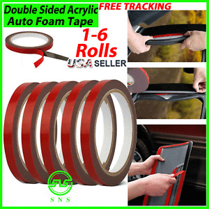 Auto Tape Acrylic Foam DOUBLE SIDED Back 3m x10mm Mounting Adhesive 1-6 ROLLS
