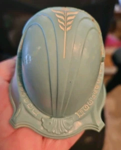 Caja de anillos Art Deco celuloide Warner Co terciopelo negro crudo y turquesa reparación COMO ESTÁ - Imagen 1 de 18