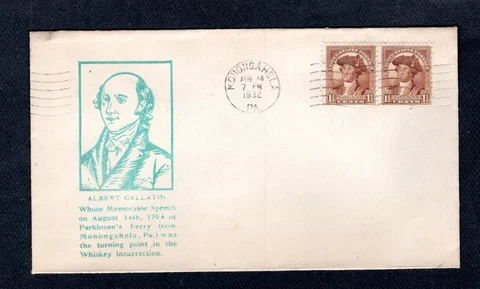 HG    1932 ALBERT GALLATIN COVER  3 X SC# 705   MONONGAHELA,  PA.  CANCEL Cover