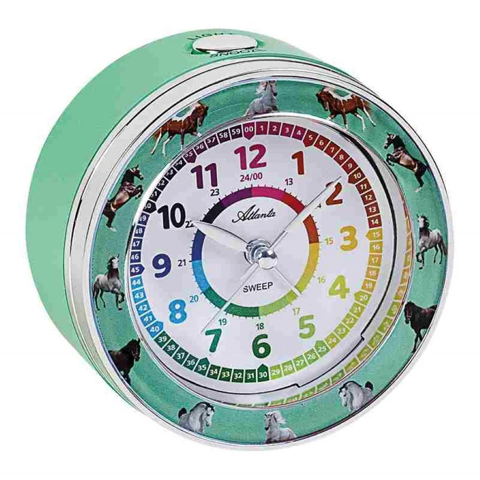 Atlanta Analógico Despertador Niños Cuarzo Verde Plástico Redondo Función - Imagen 1 de 1