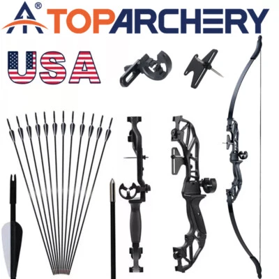 53" Takedown Recurve Bow Arrows 20-55lbs Adult Beginner Archery Hunting Shooting - Image 1 of 4