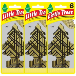 LITTLE TREES Car Air Freshener Hanging Paper Tree for Car or Home, GOLD, 6 Packs - Picture 1 of 2