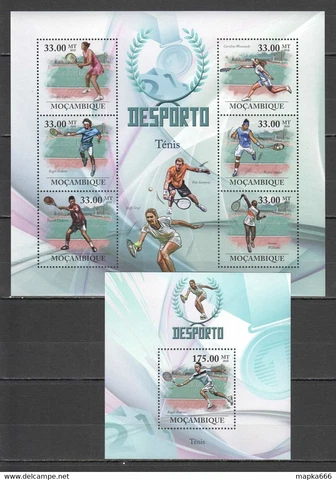 BC1341 2010 MOZAMBIQUE SPORT TENNIS LEGENDS NADAL FEDERER SAMPRAS 1KB+1BL MNH Cover