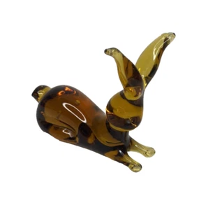 Kanawa Hand Blown Glass Bunny Rabbit Amber Yellow Figure Paperweight USA VA - Picture 1 of 8