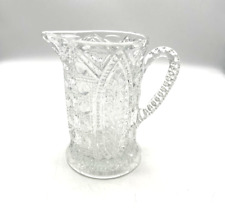 VTG EAPG Style Pressed Glass 5" Footed Pitcher-Panel Multi Patterns -Cane/Vines