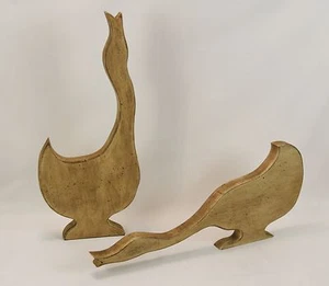 Juego de dos grandes gansos de campo de madera acabado envejecido estilo silueta 22"-23" - Imagen 1 de 8