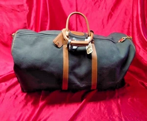 T Anthony klassische Reisetasche schwarz Canvas mit hellbraunem Leder, mit Schloss & Schlüssel & ohne Gürtel - Bild 1 von 10