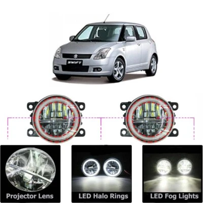 LED Fog Light Kit Angel Eye Rings DRL Daytime Running Lamp Fit For Suzuki Swift - image 1 of 4