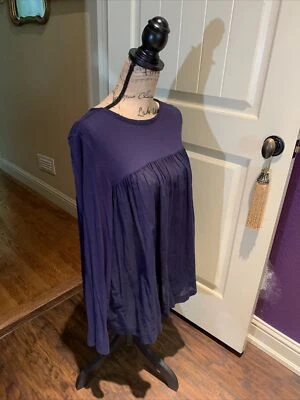 "Blusa Babydoll Erin Fetherston azul marino semi transparente brazos ajustados XL 50"" 28""" Foto 1 de 4