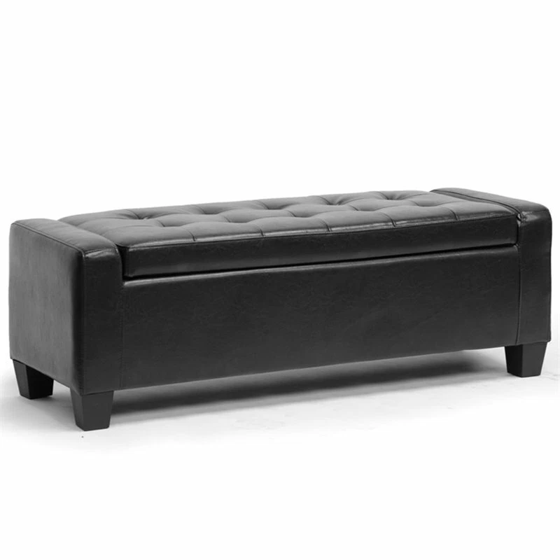 Baxton Studio Biondello Leather Storage Ottoman