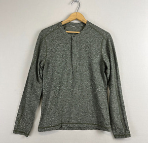 LULULEMON Surge Henley Long Sleeve Mens Small Heather Pullover Stretch Green
