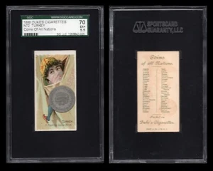1889 N72 DUKE COINS OF ALL NATIONS " MEXICO " SGC 70 /1990 - Imagen 1 de 1