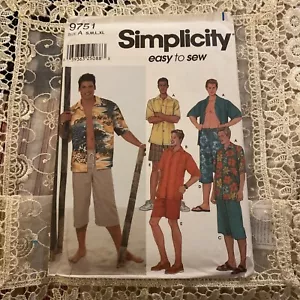 Simplicity Pattern 9751 Mens Sizes S-XL Casual Shorts and Button Up Shirts Uncut - Picture 1 of 4