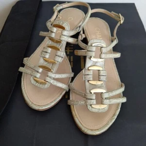 CHANEL COCO MARK Charm cinturino posteriore sandali mules décolleté scarpe donna EU 37 1 2 - Foto 1 di 10