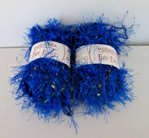 2 Skeins Moda-Dea Fur Ever Yarn 3841 Blue Heaven #5 Weight 100g Eyelash - Picture 1 of 3