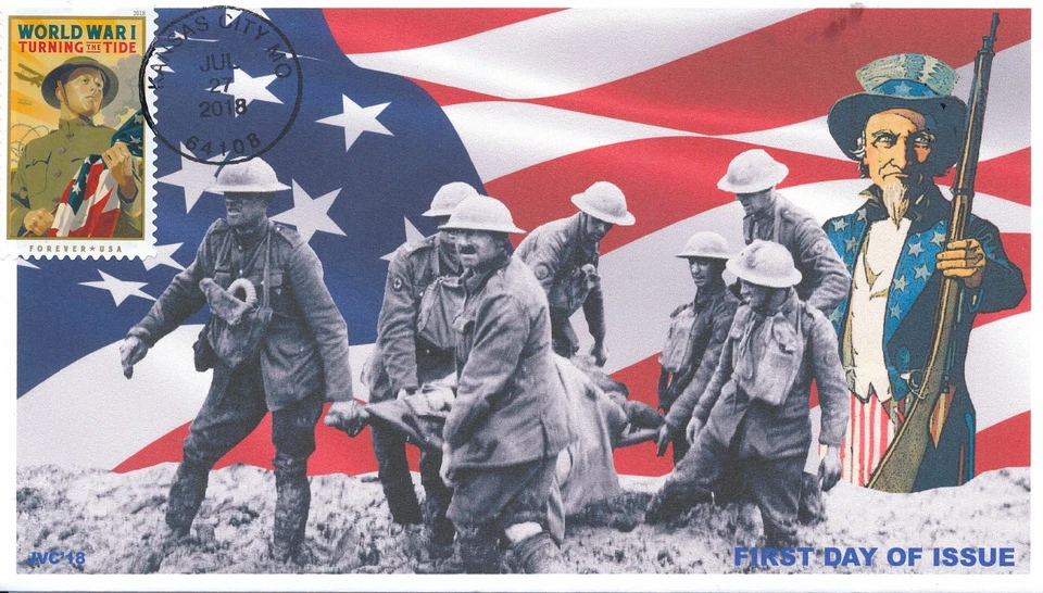 JVC CACHETS - 2018 WORLD WAR I WWI ISSUE FIRST DAY COVER FDC DESIGN #3 MILITARY - Image 1 of 1