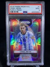 2018 Panini Prizm World Cup #1 Lionel Messi Purple Prizm /99 PSA 9 Mint