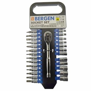 Juego de enchufes y accesorios métricos poco profundos de accionamiento de 1/4" 4 - 13 mm 27 piezas Torx / Hex / - Imagen 1 de 3