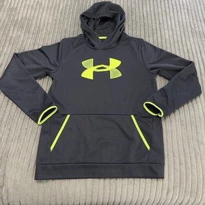 Under Armour Coldgear Hoodie Youth XL Black Neon Pullover Athletic Loose READ - Picture 1 of 12