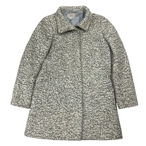 Loft Wollmischung Übermantel Damen Small Boucle weiß grau durchgehender Reißverschluss Jacke lang - Bild 1 von 11
