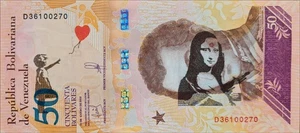 BANKSY * 50 bolívares * Billete real * Dismaland 2015 * Certificado * Sello - Imagen 1 de 10