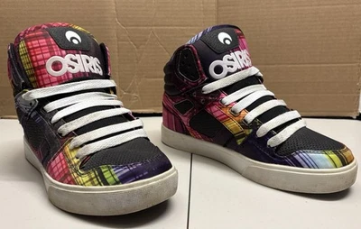 Zapatos de Skate Osiris Talla 8 Parte Superior Alta Neón Cuadros Para Mujer EE. UU. 8 Modelo: Clon Foto 1 de 4
