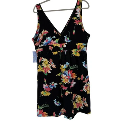 Nick & Nora Size XXL Sleeveless Black Floral Short Nightgown Cotton Blend NWT - Image 1 of 4