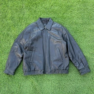 J. Ferrar Lambskin Leather Jacket Men’s Size Large Black Full Zip *Flaws - Picture 1 of 18
